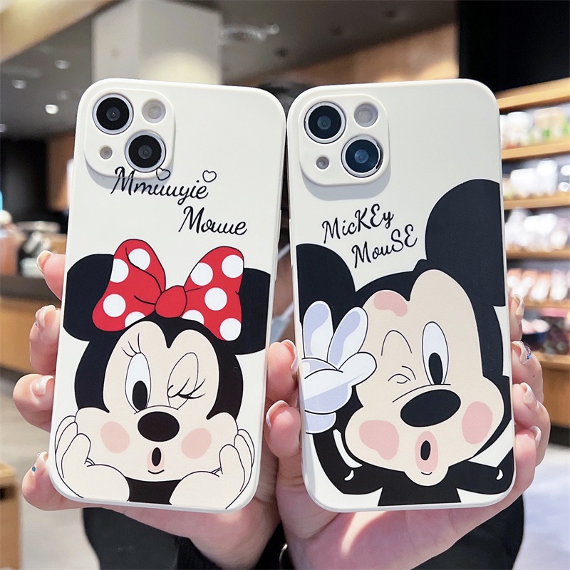 IPHONE Casing TPU Cair Disney Mickey Minnie Lucu Untuk Iphone14 13 12 11 Pro Max Mini XS X XR SE 6 7 8 Plus Soft Cover