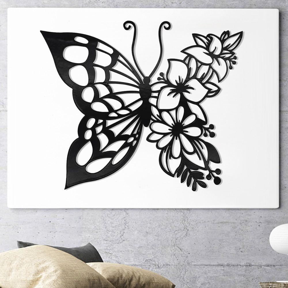 [Elegan] Ornamen Kupu-Kupu Elegan Pagar Serbaguna Gantung Besi Art Hollow Butterfly Dinding Untuk Kamar Tidur Kerajinan Logam