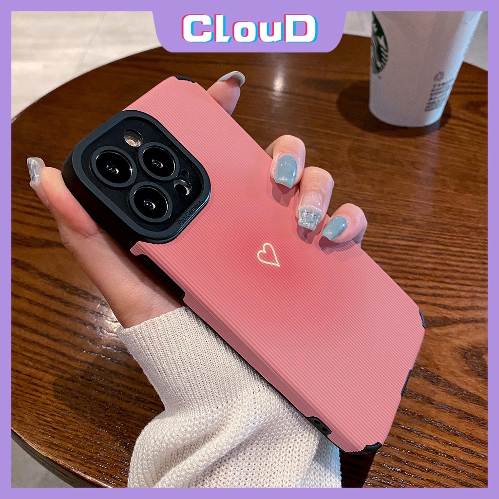 Casing Ponsel Tekstur Kulit Mewah Tahan Guncangan Kompatibel Untuk iPhone 7Plus XR 11 Pro Max X7 8 Plus XS Max 11 13 14 12 Pro Max Pink Love Heart Silikon Lembut Tpu Cover