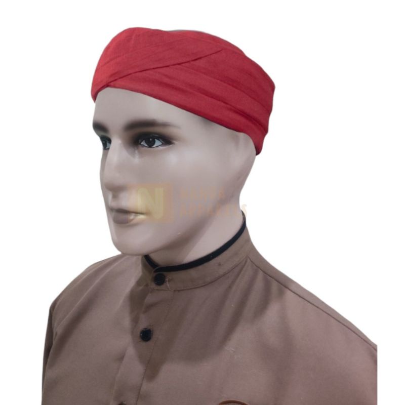 imamah -  sunan -  blangkon -  songkok -  buhun praktis permanen siap pakai imamah warna merah  imam