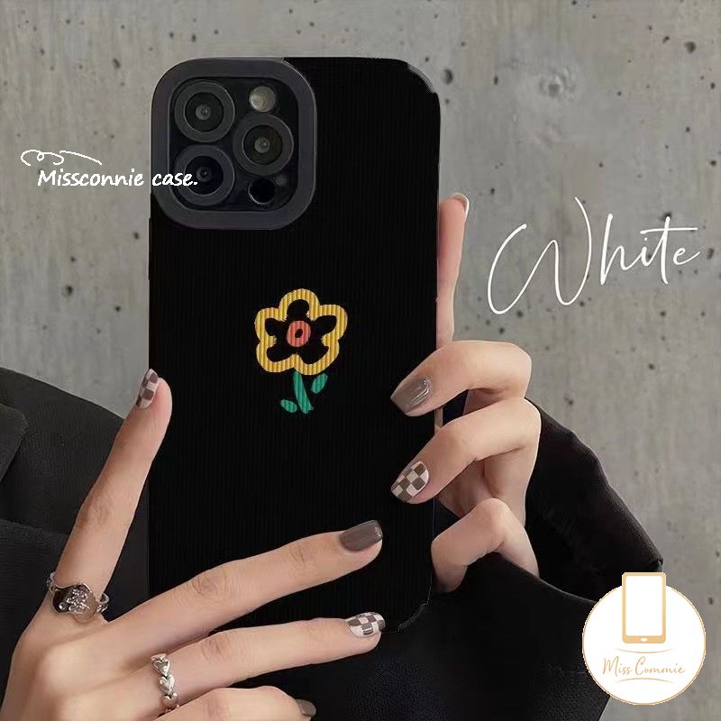 IPHONE Casing Ponsel Motif Bunga Tekstur Kulit Mewah Kompatibel Untuk Iphone11 14 12 13 Pro MAX 7Plus 8Plus XR X XS Max7 8 Plus Tulip Bunga Vintage Sederhana Tahan Guncangan Soft Cover