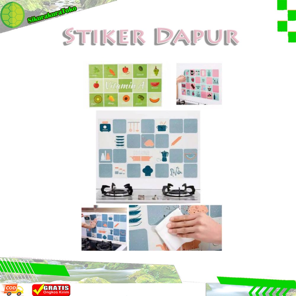 (SKR) Stiker Sticker Dinding Dapur Tahan Panas Api , Anti Minyak / Tempelan Tahan Suhu Tinggi