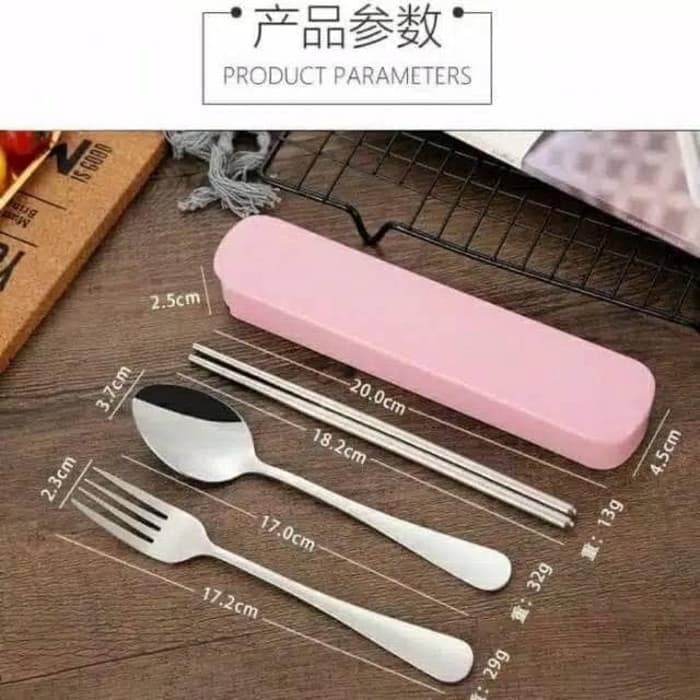 Sendok Garpu Sumpit set Stainless Steel Food Grade BOX