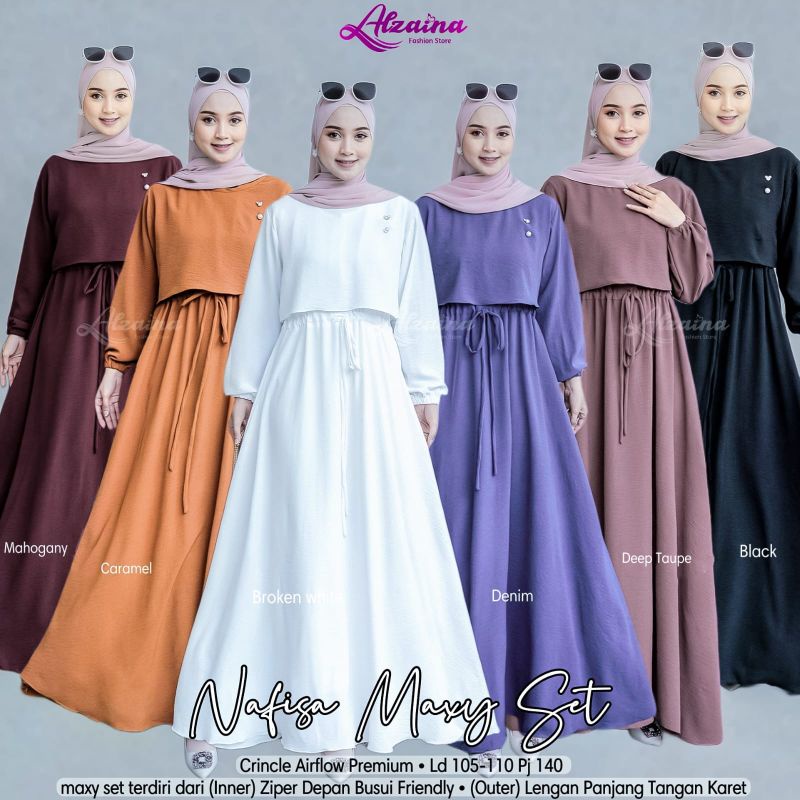 NAFISA Maxy Set 2in1 ORI ALZAINA | Busui, inner outer rok