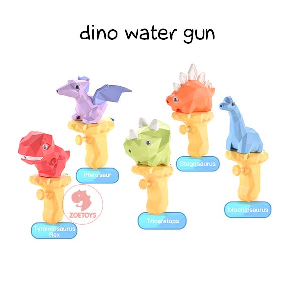 Zoetoys Dino Water Gun | Mainan Mandi Anak Tembakan Tembak Karakter Dinosaurus Outdoor Beach Garden Toy Pistol Air