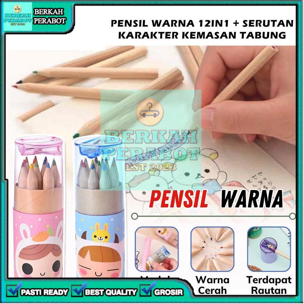 

[BPB] ALAT MENGGAMBAR MEWARNAI PENSIL WARNA 12 IN1 KEMASAN TABUNG COLOUR PENCIL