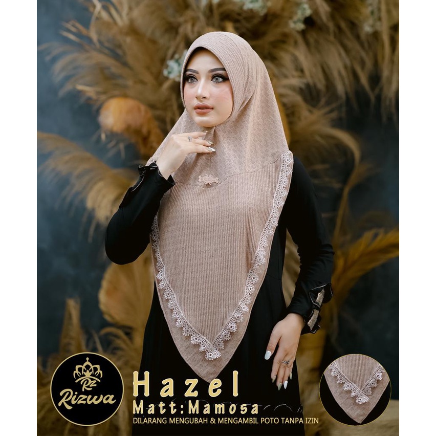 Jilbab Instan Renda Hazel Bahan Jersey Mamosa  By Rizwa Bahan : Jersey Mamosa