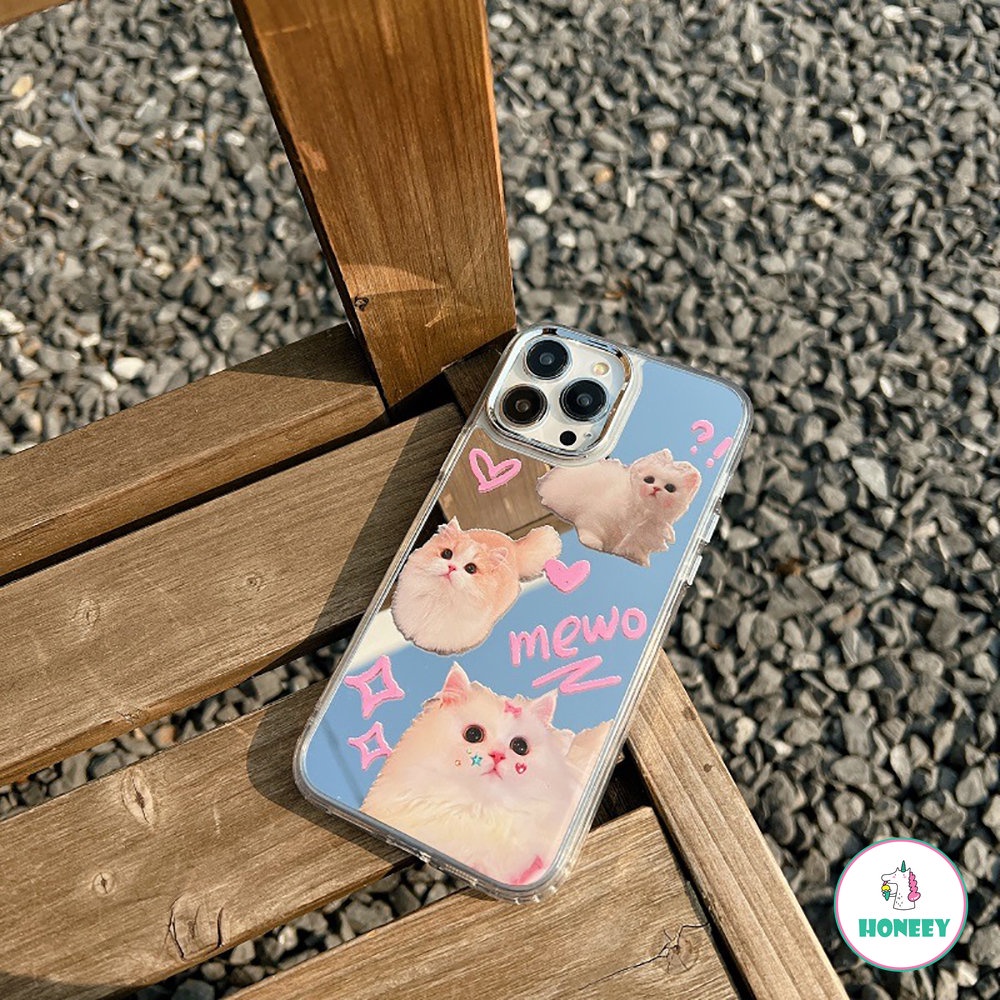 Casing Ponsel Kucing Cermin Kartun Yang Indah Untuk iPhone 14 Pro Max13 12 Pro Max11 Shockproof Lembut TPU Pelindung Handphone Cover