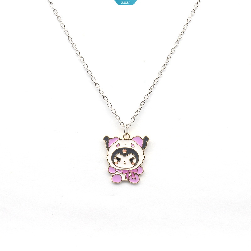 Kawaii Sanrio My Melody Kuromi Devil Alloy Kalung Kartun Liontin Perhiasan Lucu Perhiasan Hadiah Untuk Gadis Wanita Mainan Ulang Tahun [ZK]