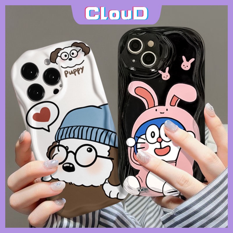 Untuk Redmi 10C A1 9T 10a2 10A 9A 9 9C NFC POCO M3 Redmi Note8 9 11s 11 10s 10 Pro Max Plus 10Pro Pasangan 3D Wavy Curved Edge Kartun Puppy Lucu Cute Doraemon Rabbit Soft Tpu Case