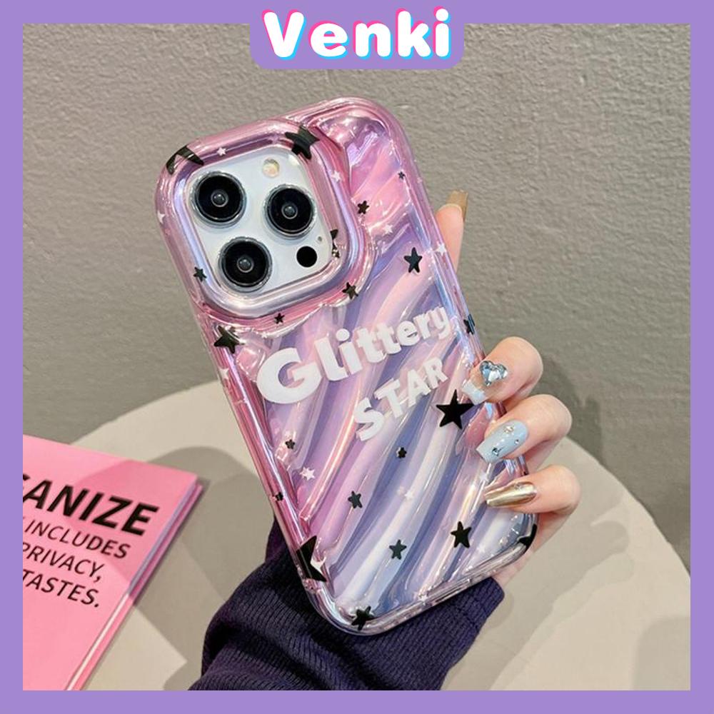 VENKI - For iPhone 11 iPhone Case Laser Reflective Transparent Phone Case TPU Soft Shockproof Airbag Case Protective Camera English Stars Compatible with iPhone 14 13 Pro max 12
