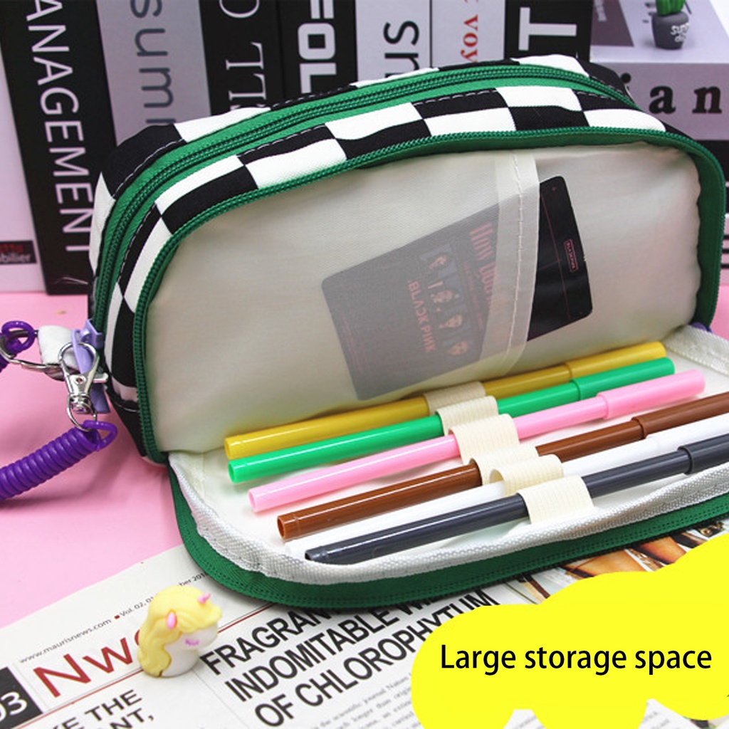 Kotak Pensil Sleting Korea Aesthetic Lucu Import / Pencil case/Premium/Plaid / Zipper/ Kompartmen/ Imut/ Cute/ kelinci/ rabbit/ bear