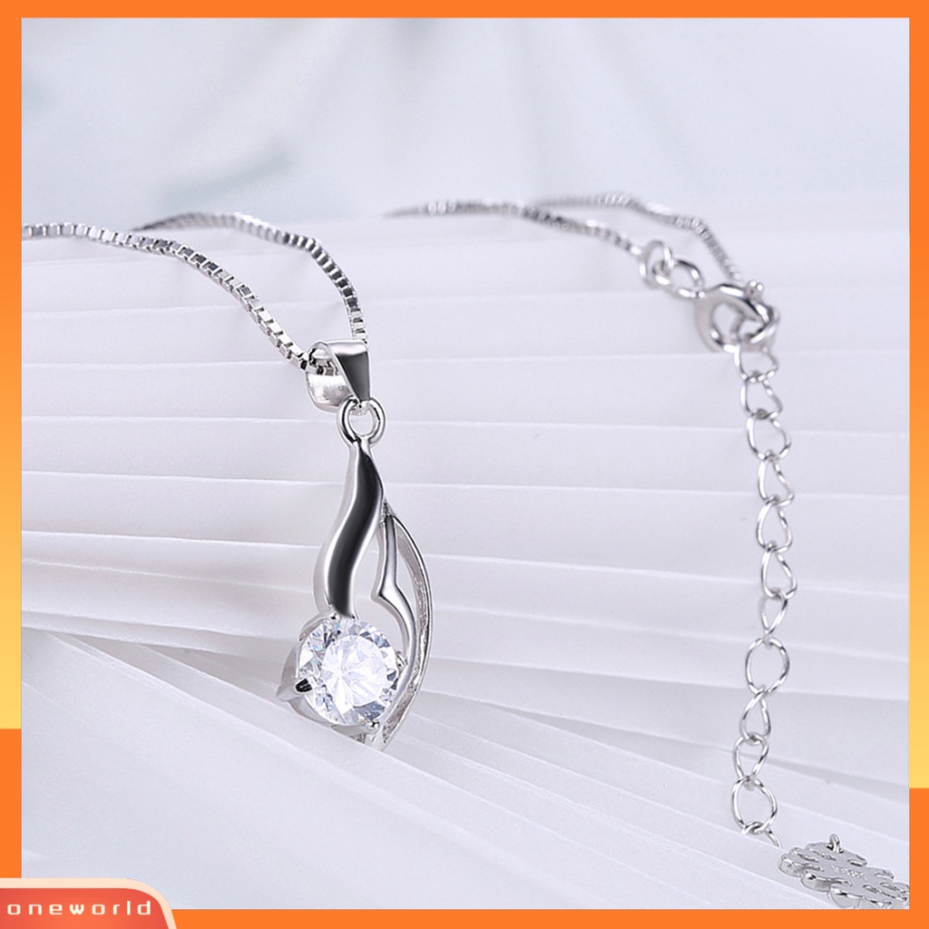 [ONE] Silverhoo 925kalung Klavikula Perak Hollow Pohon Daun Cubic Zirconia Pendant Necklace Untuk Pacaran