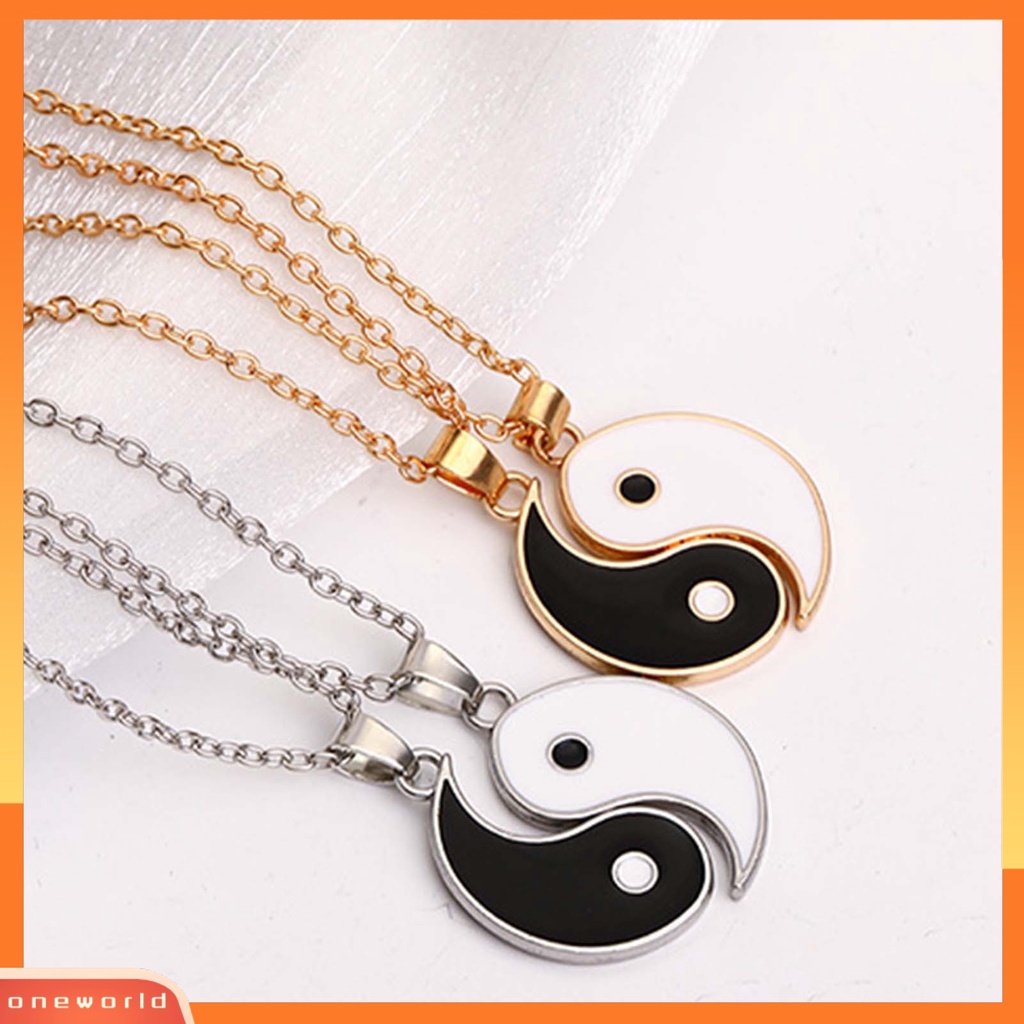 [ONE] 2pcs/set Kalung Rantai Tai Chi Liontin Pasangan Memorial Stainless Untuk Hadiah