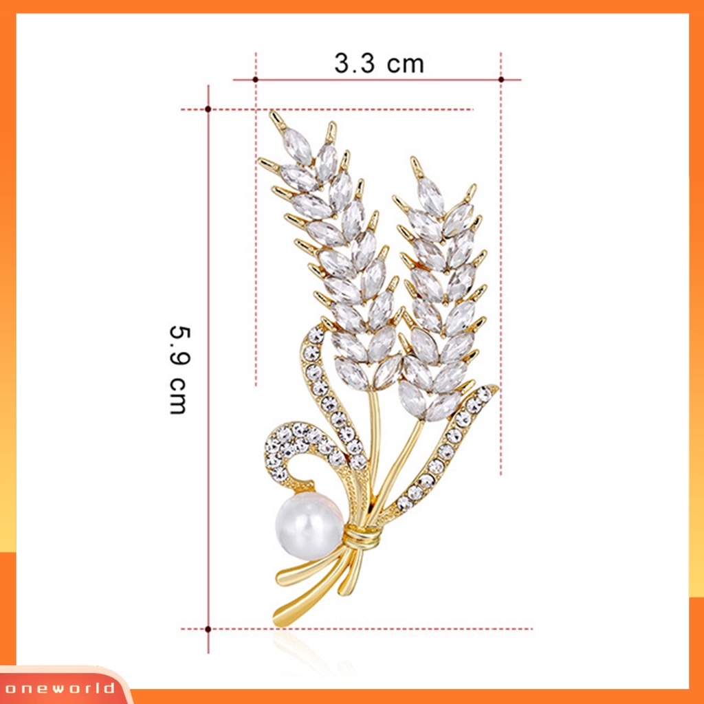 [ONE] Bros Pin Wheat Telinga Berbentuk Berlian Imitasi Perhiasan Gaya Korea Bros Kerah Tahan Lama Untuk Pakaian Sehari-Hari