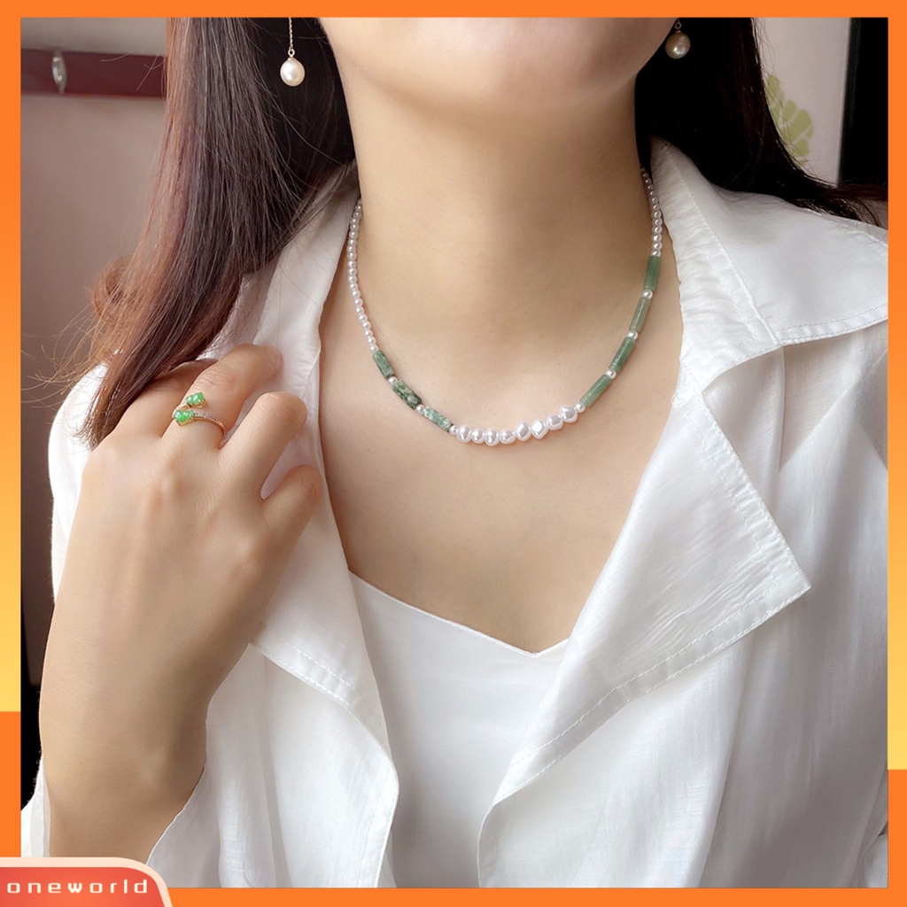 [ONE] Wanita Kalung Manik-Manik Perhiasan Permata Imitasi Bohemian Handmade Choker Necklace Untuk Perjamuan