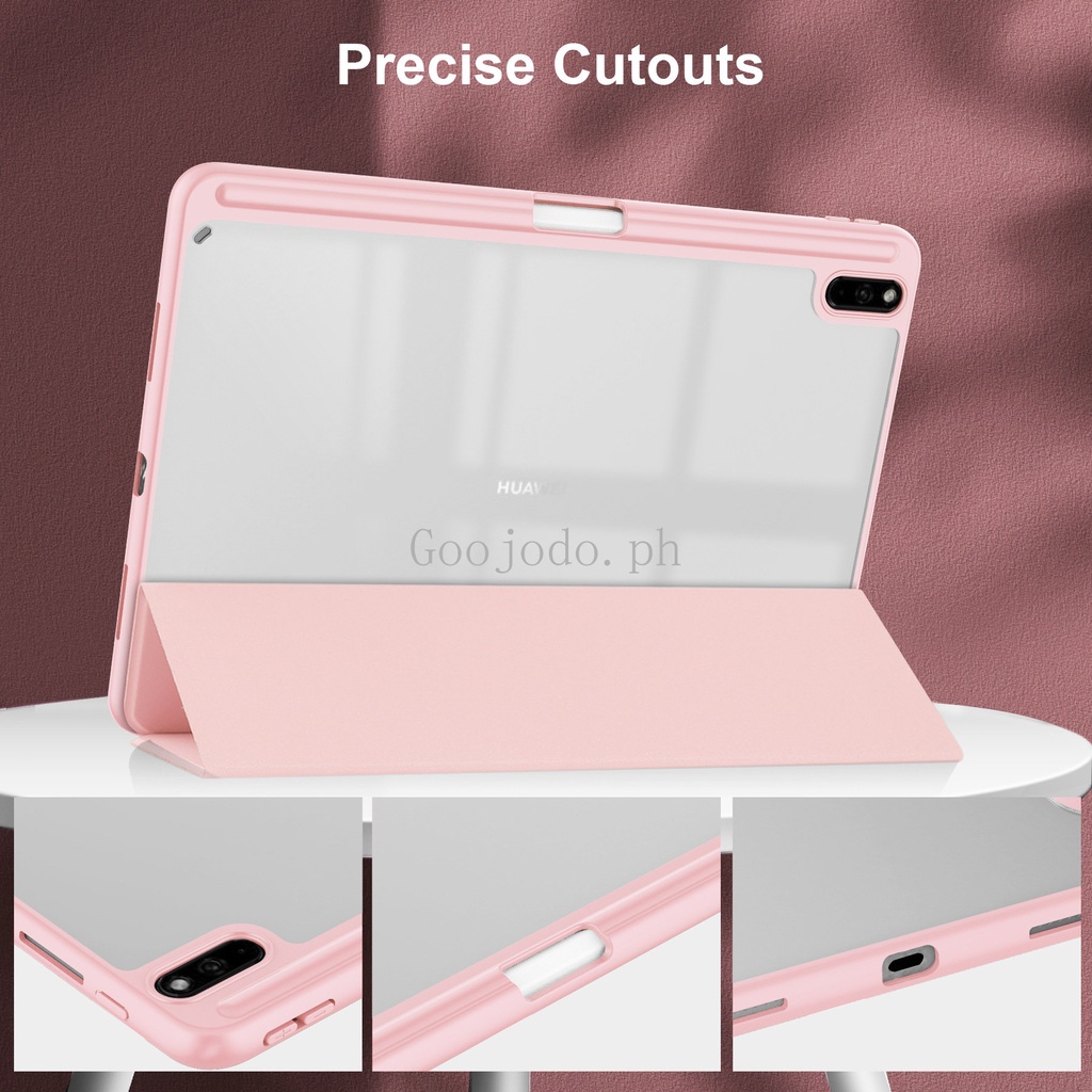 Untuk Huawei MatePad Pro 10.8 2019table Ultra Slim Kulit Tri-Fold Stand Magnetic Case Acrylic Bening Penutup Belakang