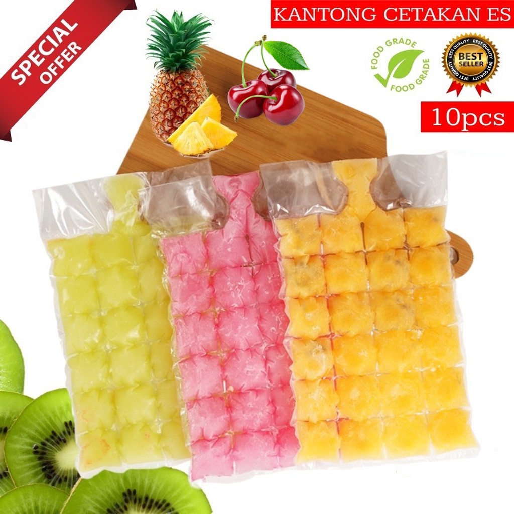 ❤️GTB❤️ Kantong Plastik Cetakan Es Batu Sekali Pakai Isi 10pcs Ice Bag 24 Cube Beku Food Grade Kaldu Anak R909