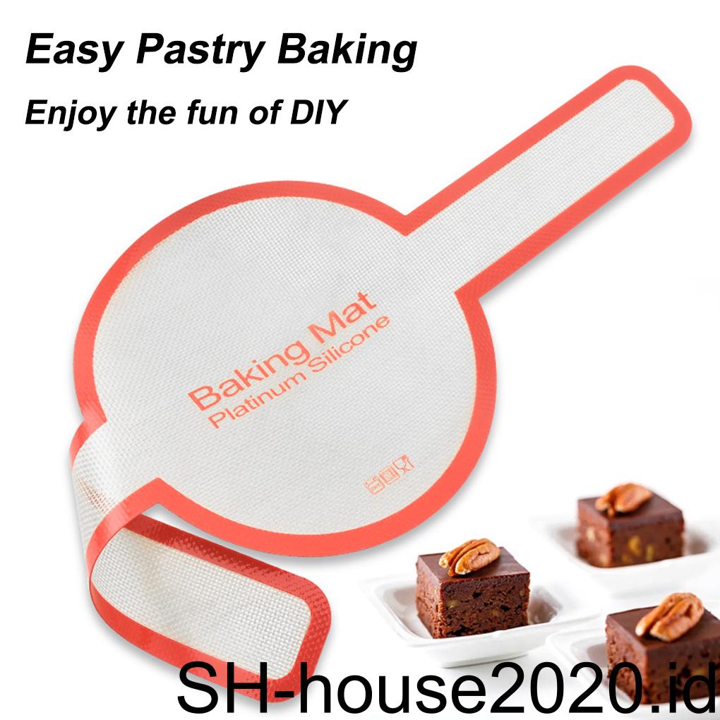 Silicone Fiberglass Baking Mat Non-slip Anti Lengket Tahan Panas Dicuci Adonan Kue Kering Rolling Long Handled Pad Tools