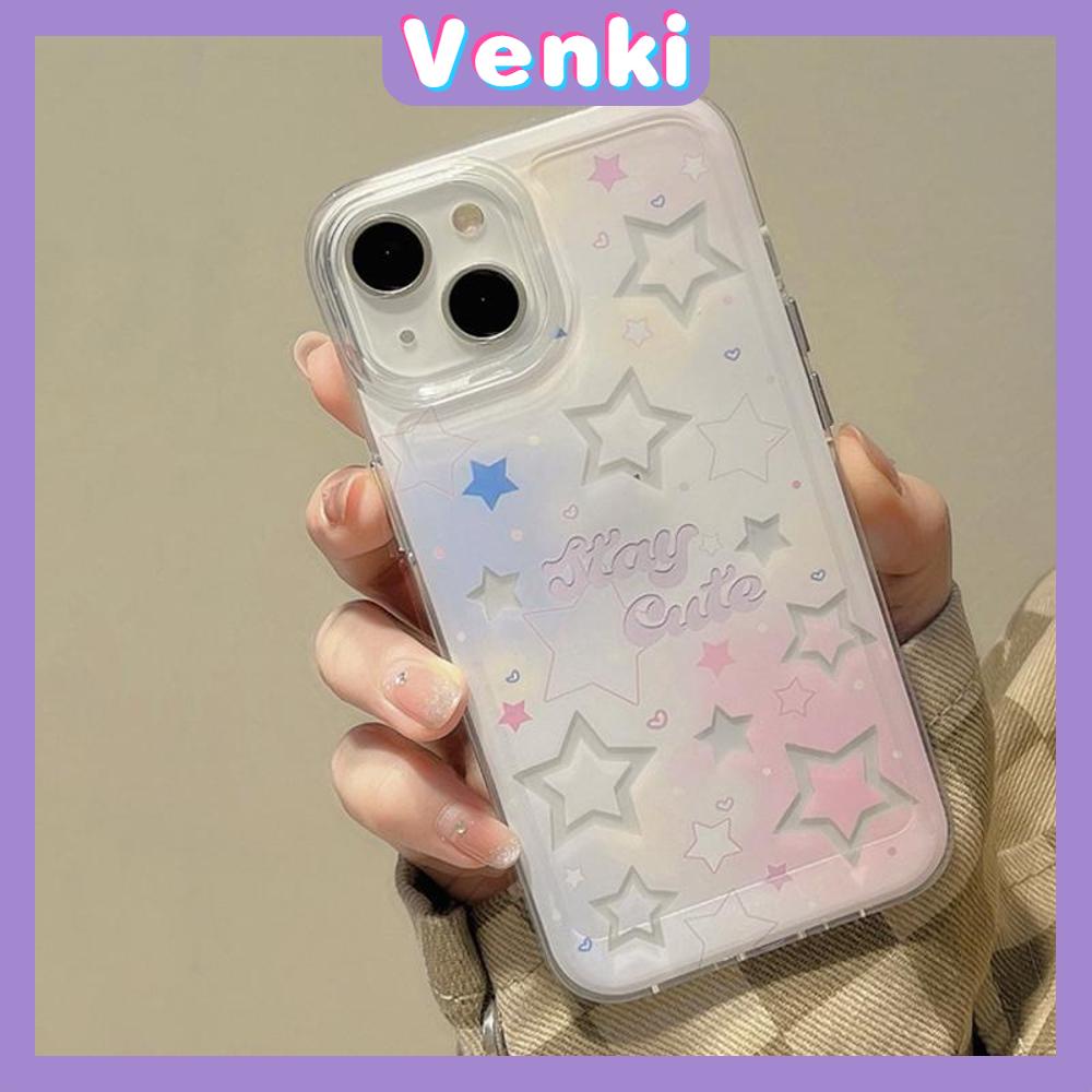 VENKI - Untuk iPhone 11 iPhone Case Bening Lubang Besar Space Case TPU Soft Case Shockproof Protection Camera Cute Butterfly Star Kompatibel dengan iPhone 14 13 Pro max 12 Pro Max xr xs 7 8