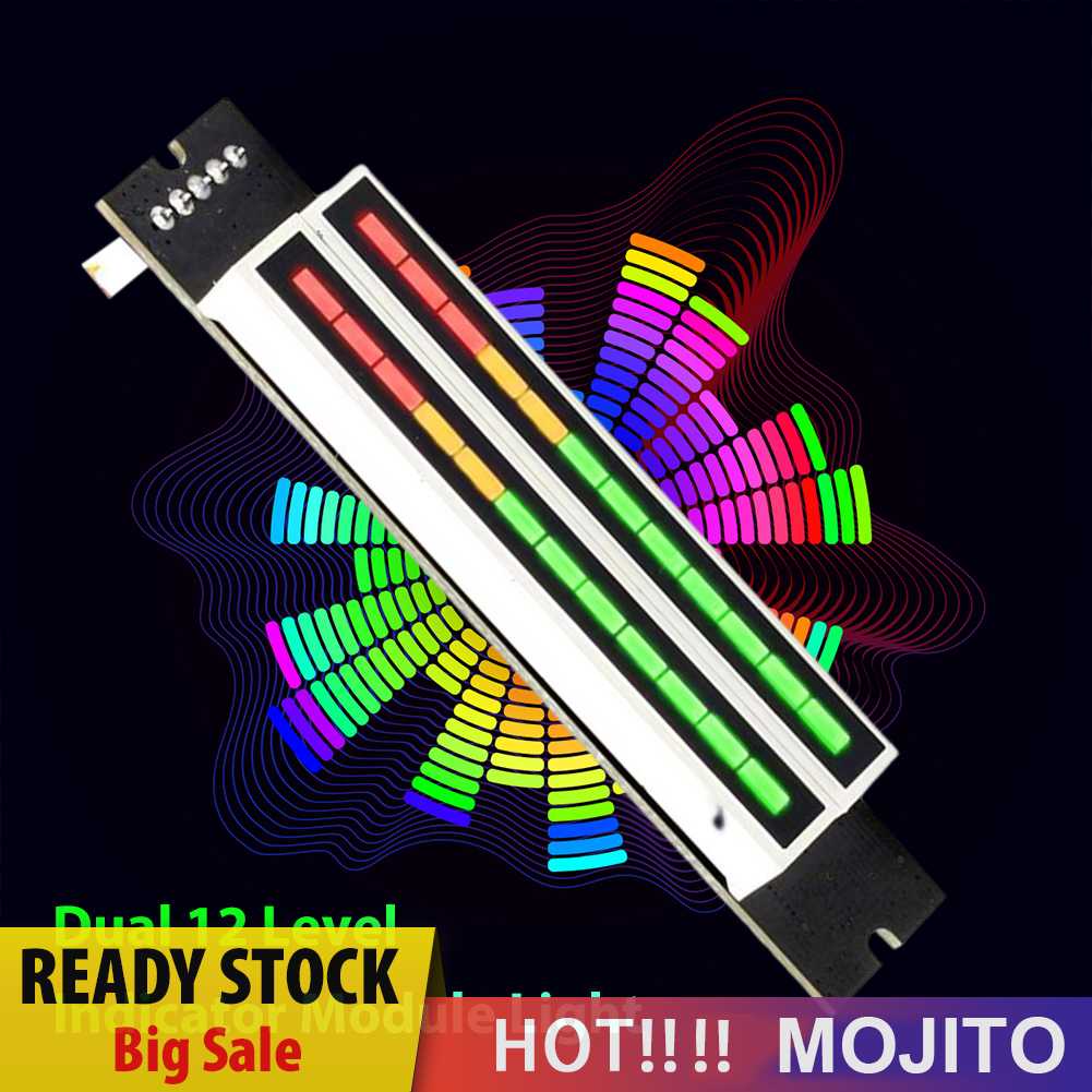 Mini Dual 12tingkat Indikator VU Meter Stereo Adjustable Light Speed Board