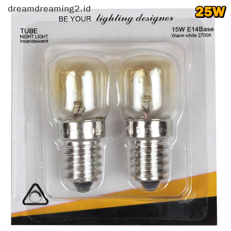 (drea) 2pcs 15/25W 220V E14 300derajat Lampu Oven Microwave Tahan Suhu Tinggi //