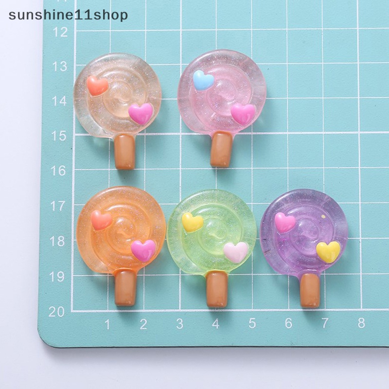 Sho 5PCS Kawaii Transparansi Lollipop Resin Simulasi DIY Scrapbooking Aksesoris N