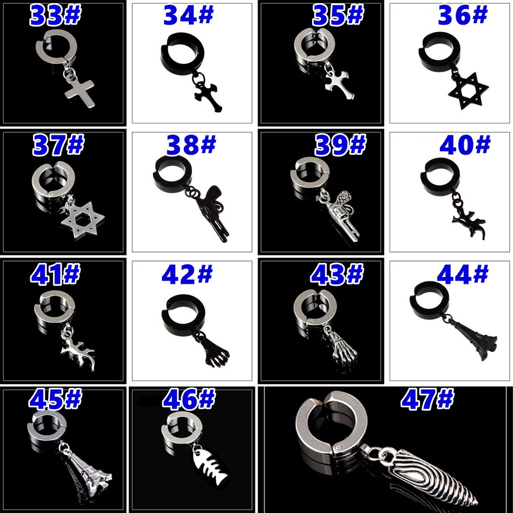 Ahellogirl Hip-hop Liontin Salib Pribadi Bahan Titanium Steel Ear Buckle Street Earrings Untuk Pria Wanita