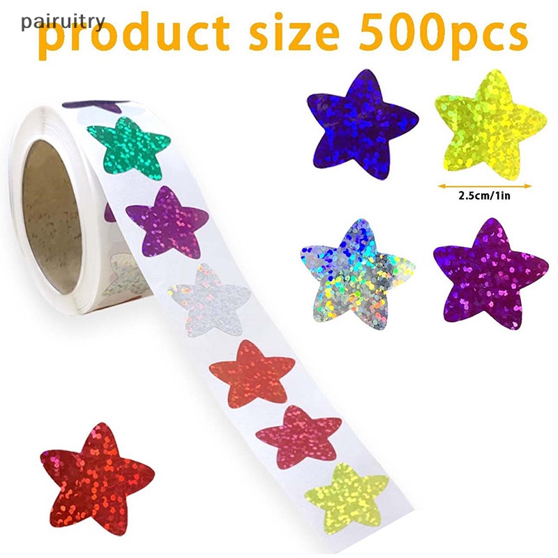 Prt 500PCS /Roll Stiker Bintang Warna-Warni Untuk Anak-Anak Reward Kelas Sekolah Perekat Horaphic Star Stiker Untuk Guru Orang Tua DIY Craft PRT