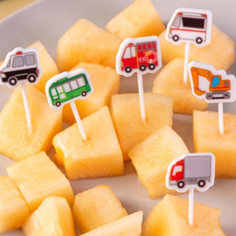 [Elegan] Fruit Stick Cute 6pcs /Set Mobil Dimsum Salad Koala Bear Kopi Teh Garpu