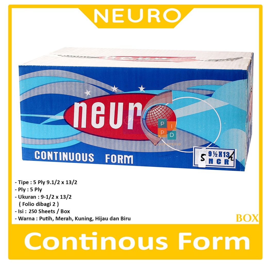 

NEURO - Continous Form 5 Ply 9 1/2 x 13/2 ( FOLIO dibagi 2 ) Ncr - Box