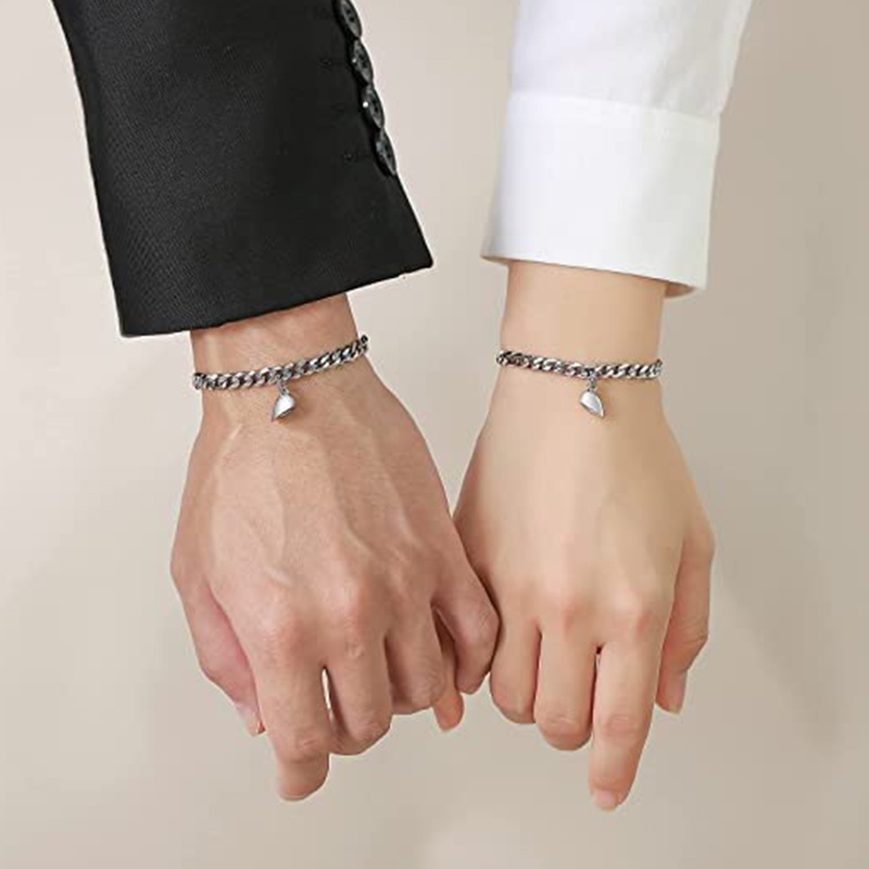 Gelang Couple Aesthetic Pasangan Magnet Bestie Rantai Aksen Love Gaya Korea Aksesoris Perhiasan Lucu GLG17