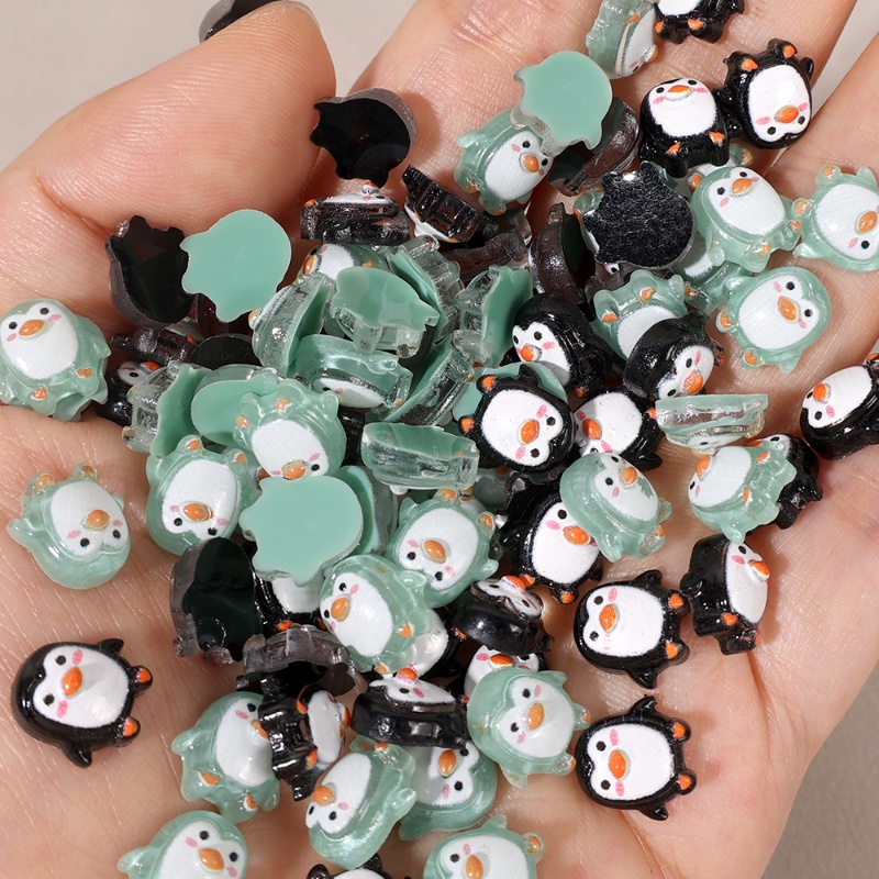 [Unggulan] 50 Pcs Kartun Lucu Penguin Resin Kuku Seni Dekorasi Kawaii 3D Kuku Hias Berlian Imitasi Manicure UV Gel Polish Decor DIY Aksesoris Alat Makeup Kuku