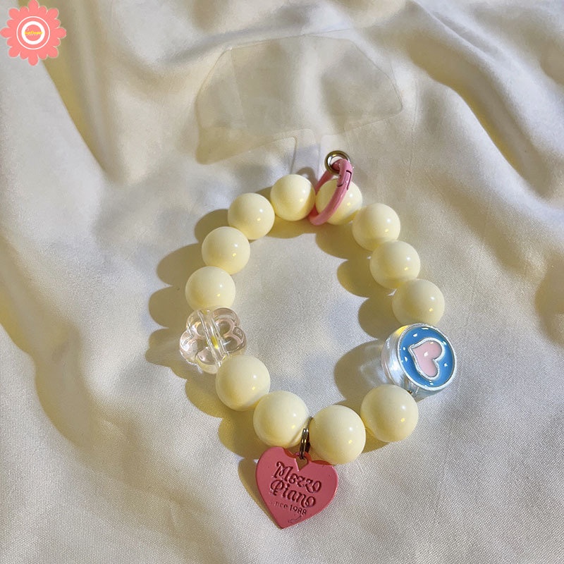 Lucu 3D Beruang Bunga Gantung Ponsel Rantai Pendek Ponsel Lanyard Warna Permen Pergelangan Tangan Tali Gelang Anti-lost Phone Case Lanyard Gantungan Kunci Gadis Tas Ins Aksesori