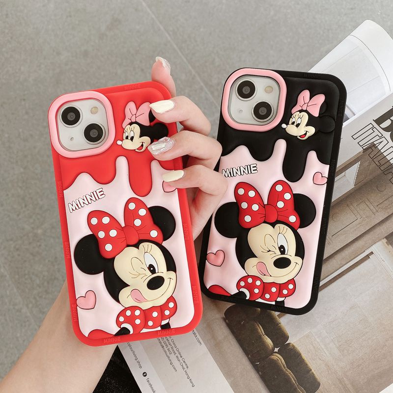 Stereoscopic Cute Ice Cream Minnie Silicone Soft Case for IPhone 11 12 13 14 Pro Max TPU Phone CASE Cute Pretty Girl's Fashion