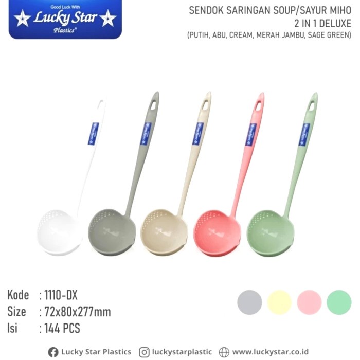 Erus Kuah Plastik Miho 2in1 Deluxe Sendok Saringan Soup Lucky Star