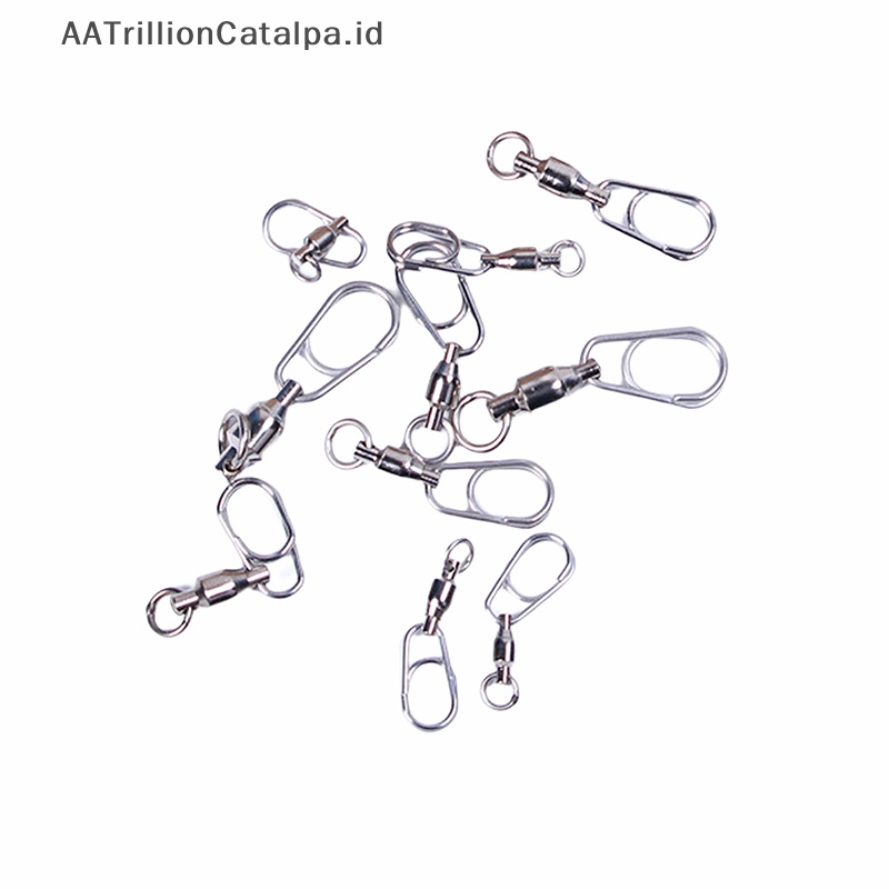 Aatrillioncatalpa Konektor Pancing Rolling Swivel Snap Stainless Steel Memancing Putar Ball Bearing Fast Snap Clip Fishing Lure Connector Tackle ID