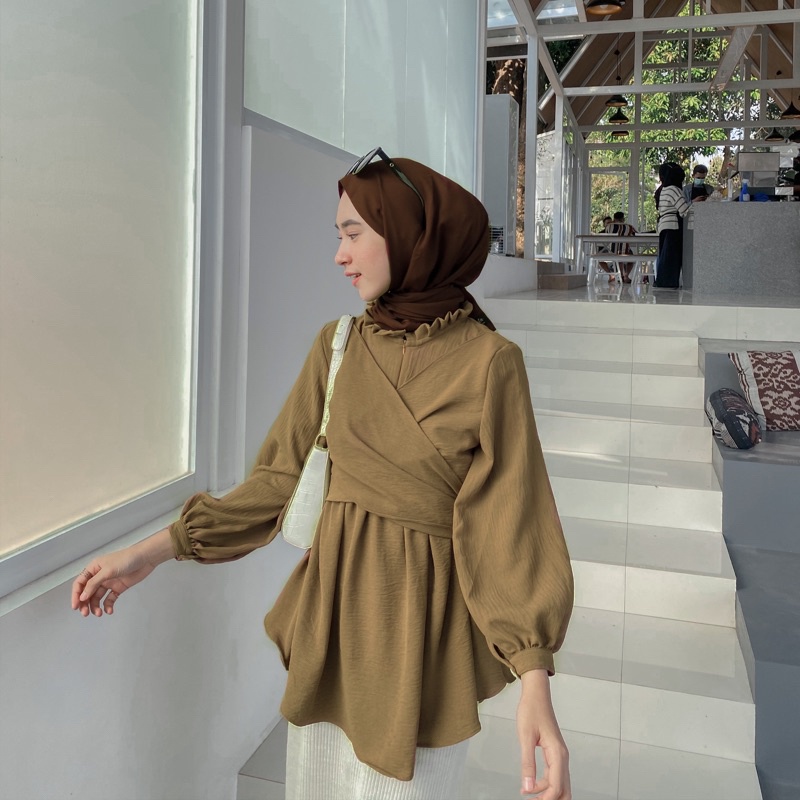 QALISYA LABEL BAHAN CRINKLE  Nara Blouse