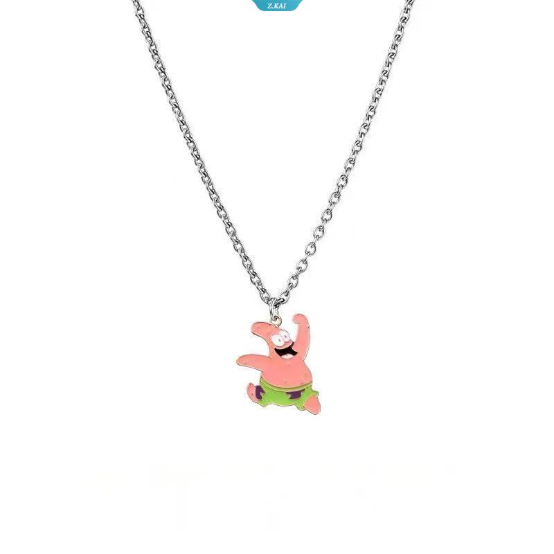 Kawaii Spongebobed Patrick Star Kartun Lucu Alloy Puzzle Kalung Hip Hop Liontin Anime Mainan Mewah Untuk Hadiah Ulang Tahun Anak Perempuan [ZK]