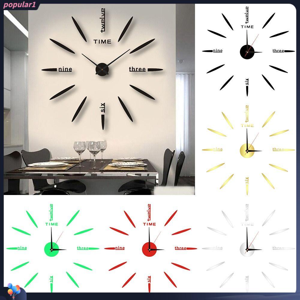 Populer Jam Dinding DIY 3D Gaya Modern Dekorasi Rumah Perekat Diri Stiker Quartz Senyap