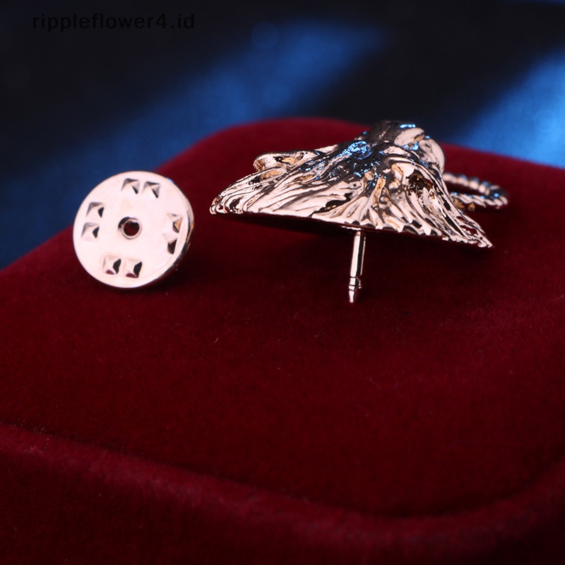 {rippleflower4.id} Bros Kepala Singa Hewan Vintage Pin Kerah Untuk Pria Dan Wanita Pin Baju Bros~