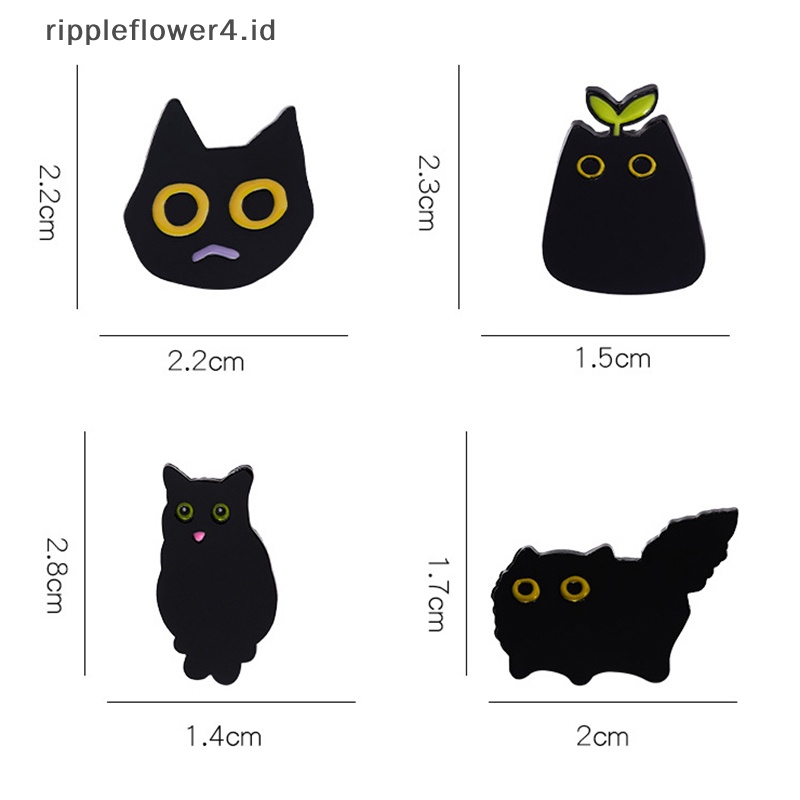 {rippleflower4.id} Gaya Punk Kecil Kartun Hitam Bentuk Kucing Logam Enamel Bros Fashion Kreatif Hewan Lencana Pin Perhiasan Hadiah Aksesoris~