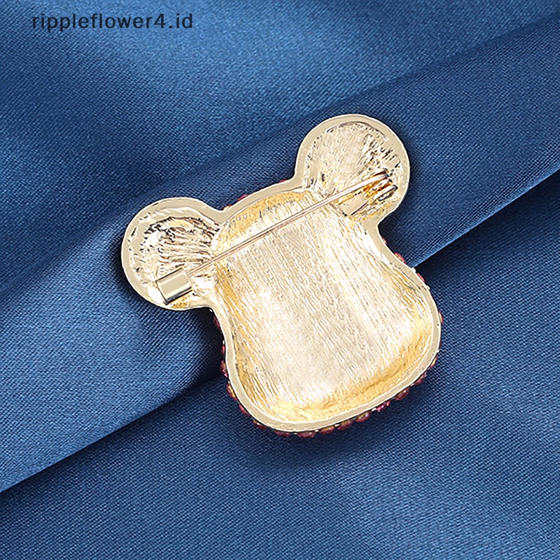 {rippleflower4.id} Fashion Berlian Imitasi Penuh Beruang Bros Kreatif Enamel Hewan Bros Pin Jas Pakaian Korsase Untuk Aksesoris Perhiasan Wanita~