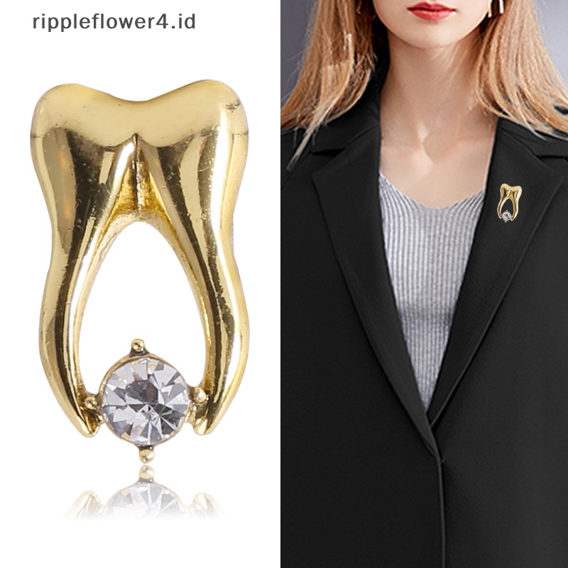 {rippleflower4.id} Mode Bentuk Gigi Bros Pin Wanita Lapel Ransel Lencana Pin Aksesoris Perhiasan~