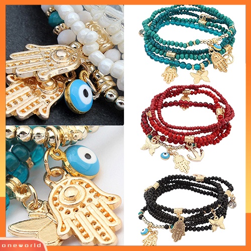 [WOD] Gelang Bangle Beads Multilayer Tangan Hamsa Fatima Wanita Tangan Butterfly Anchor Eye