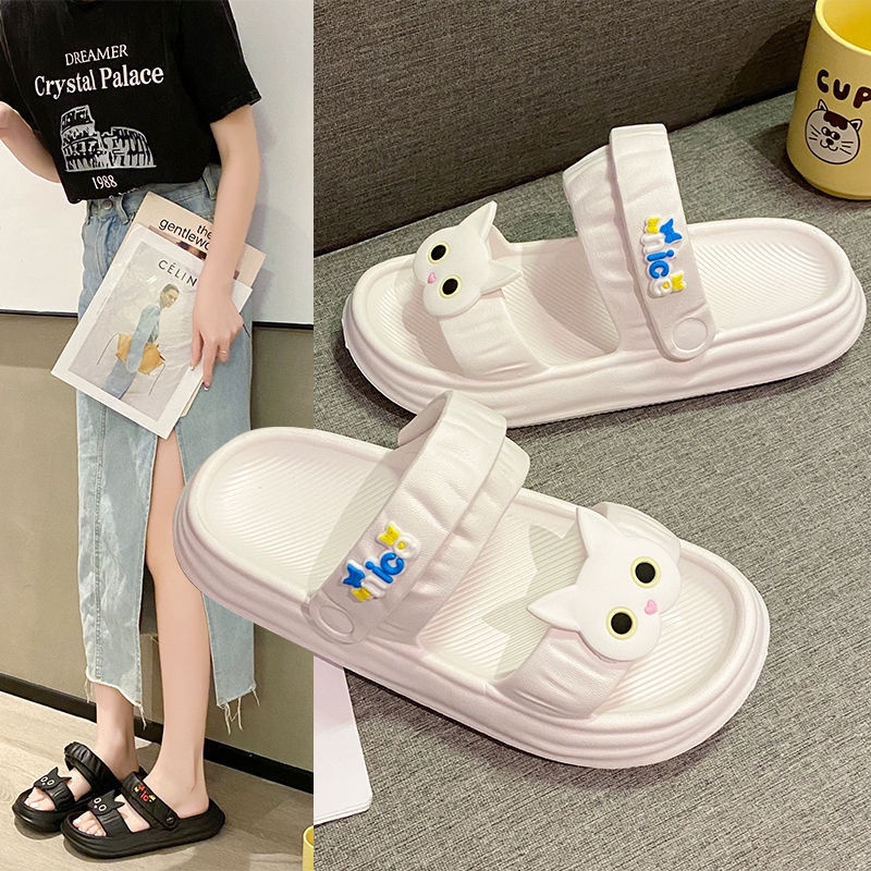 ❀ Chingu ❀ SA038 Sandal Wanita Empuk Motif Kucing Model Baru Kasual Lucu Sendal Motif Ringan Empuk Santai Import Murah COD