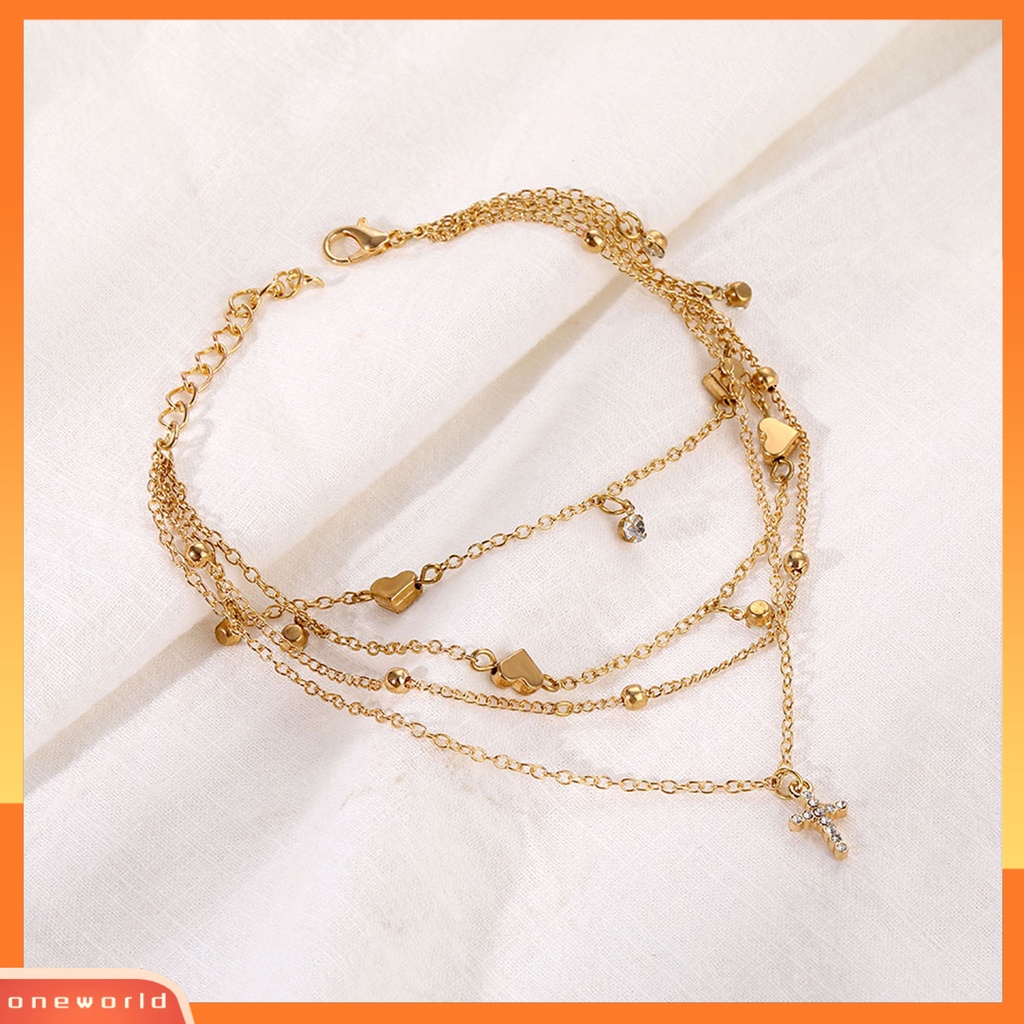 [WOD] Gelang Kaki Empat Lapis All-match Wanita Bentuk Hati Ankle Bracelet Untuk Kerja