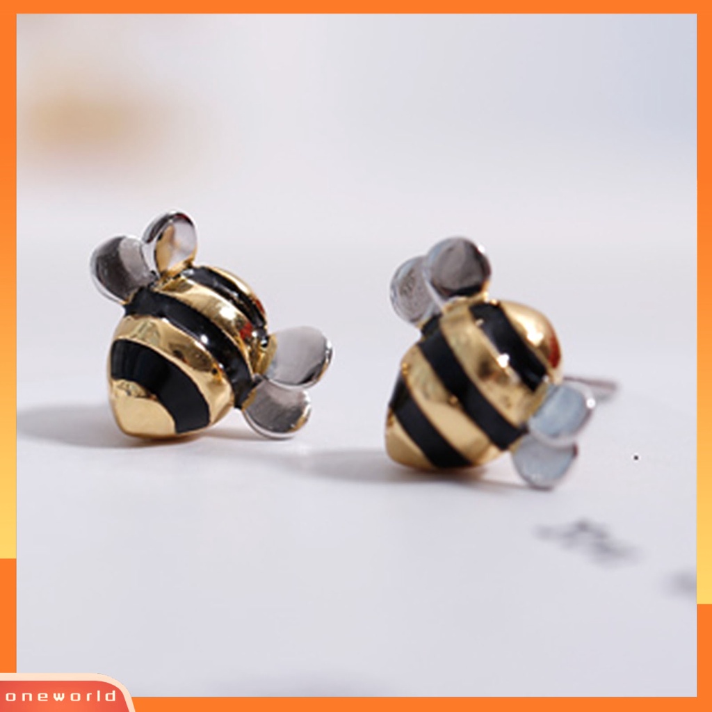 [WOD] Anting Tusuk Wanita Bentuk Lebah Perhiasan Tahan Lama Ringan Berkilau Terang Ear Studs Necklace Untuk Pernikahan