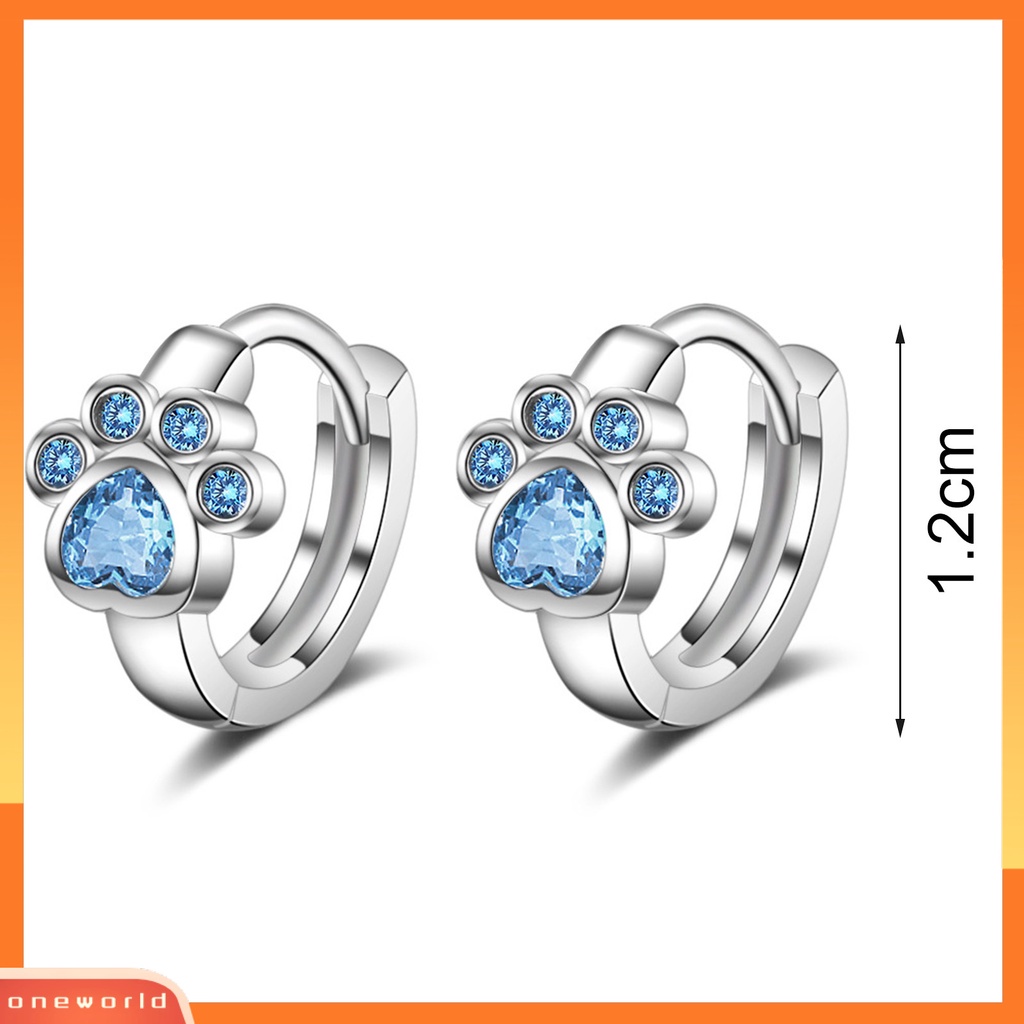 [WOD] 1pasang Anting Tusuk Bentuk Hewan Paw Cubic Zirconia Perhiasan Lucu Tahan Lama Ear Studs Untuk Pakaian Sehari-Hari