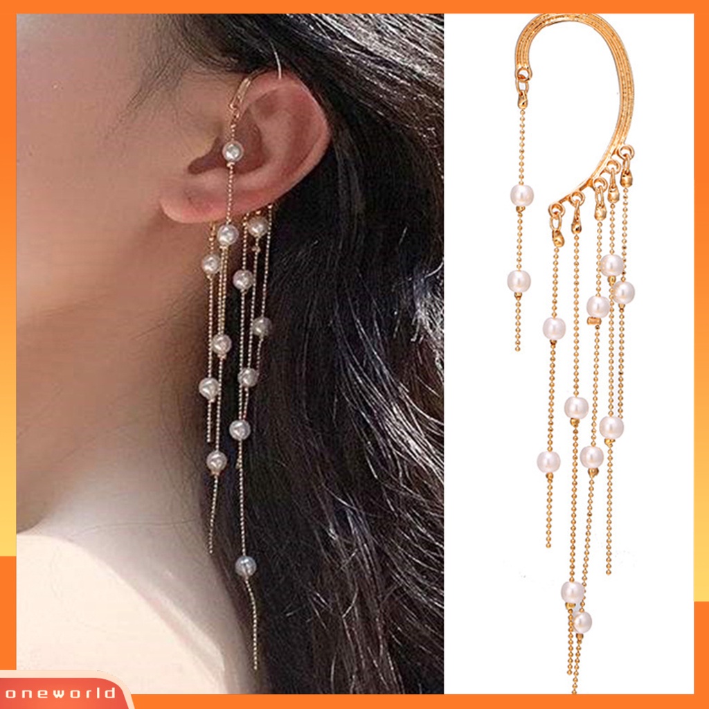 [WOD] 1pc Anting Lady Tanpa Tindik High-end Berlian Imitasi Mengkilap Panjang Rumbai Bentuk Kupu-Kupu Menjuntai Anting-Anting Wanita Perhiasan